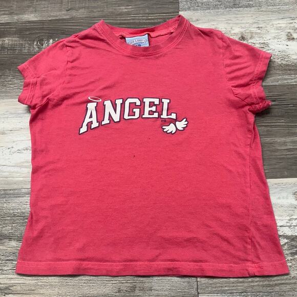 Vintage‎ Y2K Steve & Barrys Angel Halo Wings Glitter Pink Womens L Bratz T-Shirt - Picture 2 of 9
